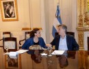 El Presidente Macri junto a la vicepresidenta Gabriela Michetti n Casa de Gobierno