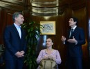 El Presidente, junto la Vicepresidenta, en la asunción del presidente del Banco Nación Argentina