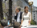 Mauricio Macri y su esposa Juliana Awada al arribar a Casa Rosada