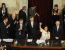 El presidente Mauricio Macri, junto a la vicepresidenta Gabriela Michetti, tras efectuar la jura 