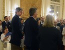 Mauricio Macri, Marcos Peña y Susana Malcorra en saludo a diplomáticos extranjeros