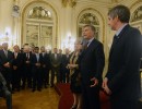Mauricio Macri, Marcos Peña y Susana Malcorra en saludo a diplomáticos extranjeros
