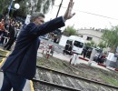 El Presidente Mauricio Macri antes de anunciar la puesta en marcha del sistema eléctrico de la línea entre Quilmes y Constitución.