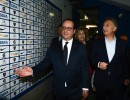 El Presidente junto a su par francés en la visita al estadio Alberto J. Armando.