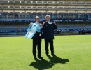 El Presidente junto a su par francés en la visita al estadio Alberto J. Armando