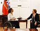 La vicepresidente Gabriela Michetti con la presidente Michelle Bachelet