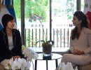 Juliana Awada, junto a la esposa del Primer Ministro de Japón