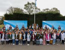 El presidente tomó la promesa de lealtad a la bandera a alumnas y alumnos de escuelas públicas