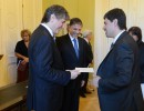 El vicepresidente Amado Boudou, recibe las cartas credenciales del embajador de Chile, Marcelo Díaz.