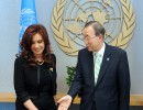 Cristina Fernández se reunió con el secretario general de la ONU en Nueva York