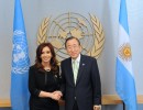Cristina Fernández se reunió con el secretario general de la ONU en Nueva York