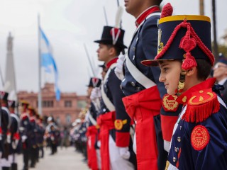 Historic Changing of the Guard with the Regiments of Grenadiers, Patricios and General Iriarte in Plaza de Mayo